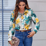 Zeagoo Button Down Shirts Dressy Floral Printed Blouse
