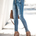 Zeagoo Destroyed Raw Hem Jeans Ripped Hole Denim Pants