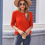Zeagoo Loose Short Sleeve Tunic Tops Crochet Knit Pullover Sweater