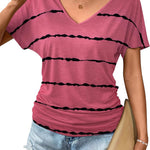 Zeagoo Women's Short Sleeve V Neck Blouse Ruched Casual Tunic Tops