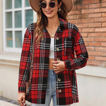 Zeagoo Women Flannel Shacket Jacket Plaid Button Down Shirt
