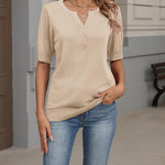 Zeagoo Casual V Neck Short Sleeve Knit Sweater (US Only)