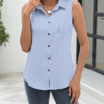 Zeagoo Sleeveless Button Down Shirts V Neck Solid Tank Tops