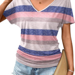 Zeagoo Women's Short Sleeve V Neck Blouse Ruched Casual Tunic Tops