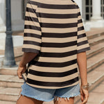 Zeagoo Oversized Loose Fit Short Sleeve Striped Tops