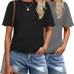 Zeagoo 2 Pack Women Tshirts Short Sleeve Crew Neck Tops
