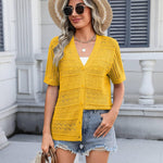 Zeagoo Short Sleeve Crochet Cardigan Button up Bolero Shrug Sweater