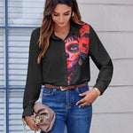 Zeagoo Button Down Shirts Dressy Floral Printed Blouse