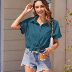 Zeagoo Women's Cotton Button Down Shirts Short Sleeve Casual Shirts