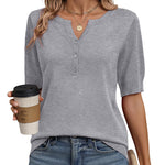 Zeagoo Casual V Neck Short Sleeve Knit Sweater (US Only)