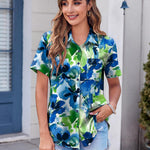 Zeagoo Button Down Shirt Bust Pocket Short Sleeve Blouses