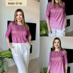 Zeagoo 3/4 Length Sleeve Tops Loose Fit Shirts Pleated Tunics