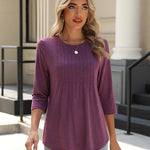 Zeagoo 3/4 Length Sleeve Tops Loose Fit Shirts Pleated Tunics