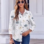 Zeagoo Button Down Shirts Dressy Floral Printed Blouse