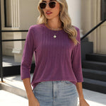 Zeagoo 3/4 Length Sleeve Tops Loose Fit Shirts Pleated Tunics