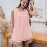 Zeagoo Blouse Top Chiffon T-Shirt Sleeveless Crew Neck Tops (DE Only)