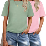 Zeagoo 2 Pack Women Tshirts Short Sleeve Crew Neck Tops