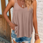 Zeagoo Flowy Strap Eyelet Embroidery Sleeveless Casual Tank Top