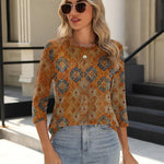 Zeagoo 3/4 Length Sleeve Tops Loose Fit Shirts Pleated Tunics