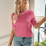 Zeagoo Short Sleeve Sweater Crew Neck Dressy Casual Soft Knit Tops