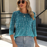 Zeagoo 3/4 Length Sleeve Tops Loose Fit Shirts Pleated Tunics