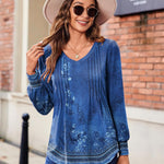 Zeagoo Blouse Women's Elegant Tunic Long Sleeve V-Neck Blouses (DE Only)