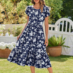 Zeagoo Midi A Line Dress Short Sleeve Casual Flowy Tiered Sundress (US Only)