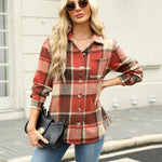 Zeagoo Women Flannel Shacket Jacket Plaid Button Down Shirt