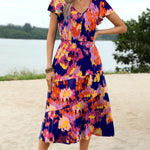 Zeagoo Women's Casual Dress Flutter Button Down Tiered Flowy Dress