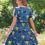 Zeagoo Summer Tiered Mini Dress with Pockets Ruffle Sleeve Dress