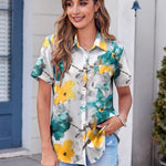 Zeagoo Button Down Shirt Bust Pocket Short Sleeve Blouses