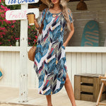 Zeagoo Maxi Dress with Pockets Short Sleeve Sundress
