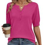 Zeagoo Casual V Neck Short Sleeve Knit Sweater (US Only)