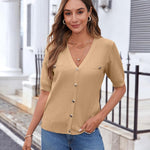 Zeagoo Short Sleeve Cardigan Button Down Ribbed Knit Sweater Tops