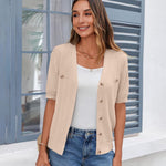Zeagoo Short Sleeve Cardigan Button Down Ribbed Knit Sweater Tops