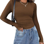 Zeagoo Langarmshirt Damen Rundhals Basic T-Shirt