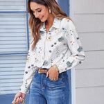 Zeagoo Button Down Shirts Dressy Floral Printed Blouse