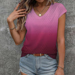 Zeagoo V Neck Eyelet T Shirts Cap Sleeve Tops