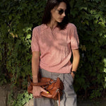Zeagoo Women Short Sleeve Sweater Pullover Polo Tops