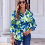 Zeagoo Button Down Shirts Dressy Floral Printed Blouse