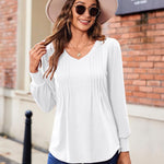 Zeagoo Blouse Women's Elegant Tunic Long Sleeve V-Neck Blouses (DE Only)
