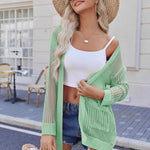 Zeagoo Women 2024 Lightweight Crochet Cardigan Long Sleeve Open Front Knit Sweater Summer Kimono Cover Up with Pockets