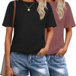 Zeagoo 2 Pack Women Tshirts Short Sleeve Crew Neck Tops