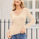 Zeagoo 2 Pack Women's Long Sleeve V Neck Slim Fit T Shirts