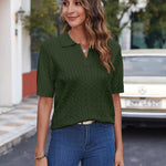 Zeagoo Women Short Sleeve Sweater Pullover Polo Tops