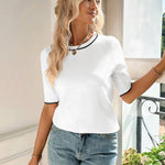 Zeagoo Short Sleeve Sweater Crew Neck Dressy Casual Soft Knit Tops