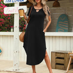 Zeagoo Maxi Dress with Pockets Short Sleeve Sundress
