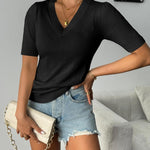 Zeagoo Short Sleeve Sweaters Soft Casual V Neck Pullover Tops