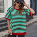Zeagoo Women Striped T Shirts Oversized Short Sleeve Tops