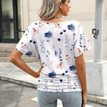 Zeagoo Women's Short Sleeve V Neck Blouse Ruched Casual Tunic Tops